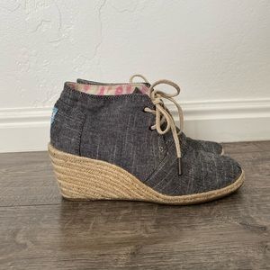 TOMS Chambray Desert Wedges